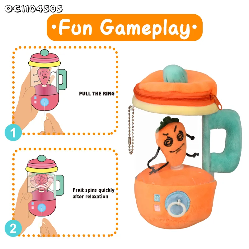 Wholesale Stuffed Custom Kids Kitchen Set Pretend Play Stuffed Plush Carrot Juicer Pull Line Spinning Toys