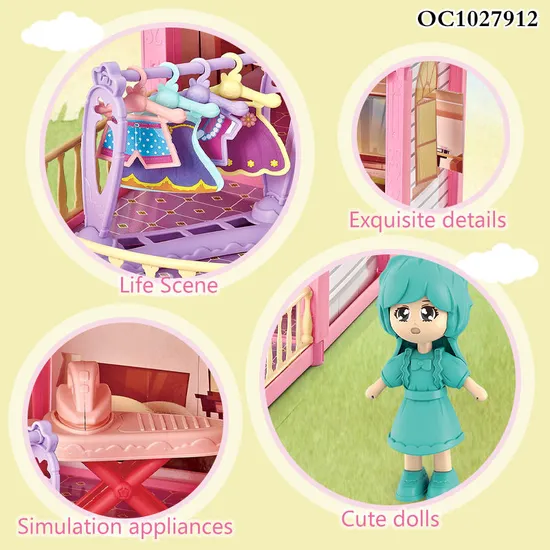 Wholesale Miniature DIY Creative Plastic Castle Building Blocks Mini Doll House Miniatures Furniture