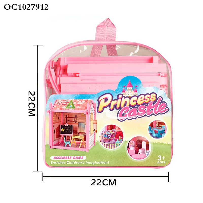 Wholesale Miniature DIY Creative Plastic Castle Building Blocks Mini Doll House Miniatures Furniture
