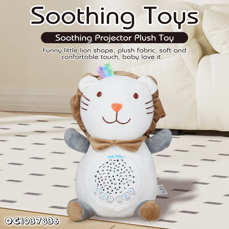 Wholesale Children Sleep Plush Bear Lion Soothing Doll Baby Soothing Night Light Flashlight Toy with Music