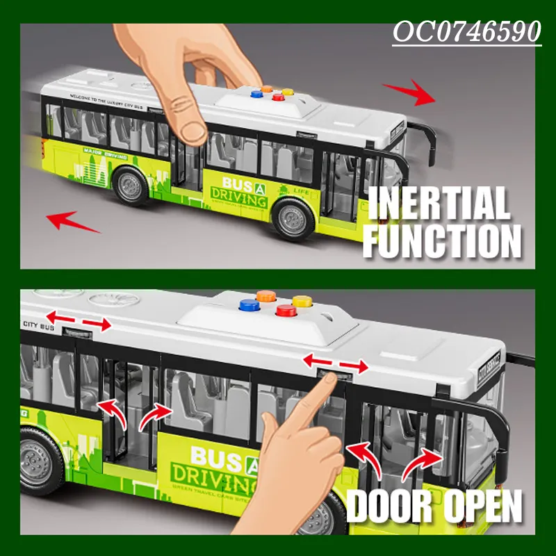 Wholesale Plastic Battery Operated Friction Bus Model Kids Car Set Toys with Light Sound