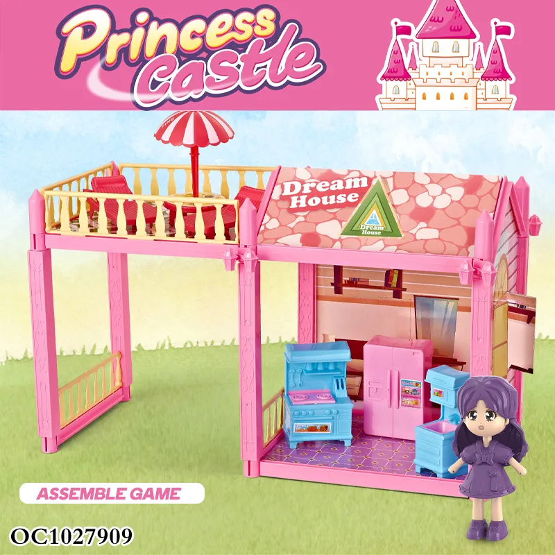 Wholesale DIY Plastic Miniature Doll House Kitchen Miniatures Dream Dollhouse for Girls Pretend