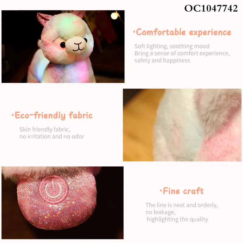 Wholesale Christmas Gift Large Plush Custom Stuffed Animal Electronic Pet Toys with Light