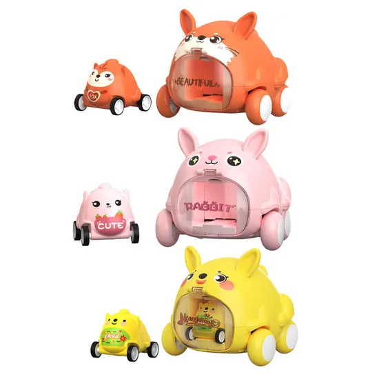 Wholesale Small Plastic Cartoon Car Pullback Friction Animal Toys for Kids