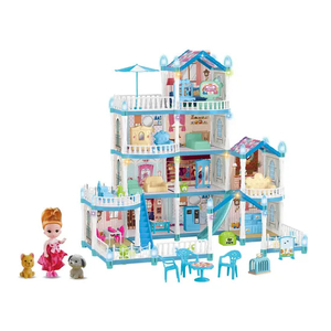 Wholesale Gift DIY Baby Doll Miniature Furniture and Doll House Bedroom Plastic Children House Play Set