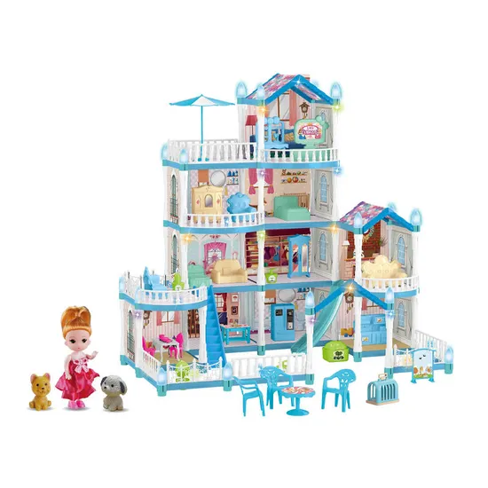 Wholesale Gift DIY Baby Doll Miniature Furniture and Doll House Bedroom Plastic Children House Play Set