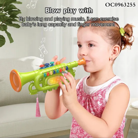 Wholesale Plastic Trumpet Musical Instruments Battery Operated Plastic Toy Instrument Trumpet for Kids