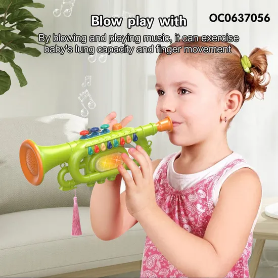 Wholesale Intellectual Plastic Musical Educational Toys Trumpet Instrument Electronic Horn for Kids