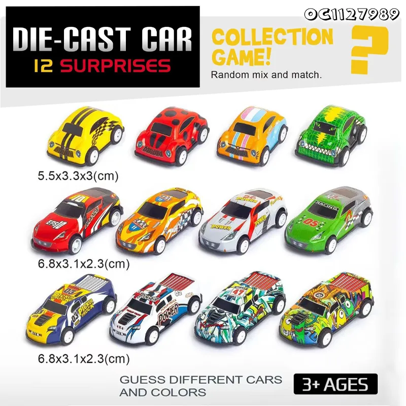 Wholesale Children Mini Diecast 12 Pieces Children Die Cast Metal Racing Car Model Custom Toys for Kids