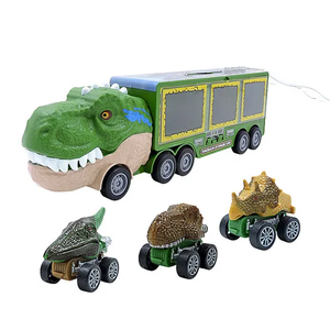 Wholesale Plastic Children Dinosaur Education Friction Truck Car Track Carrier Toy with Light