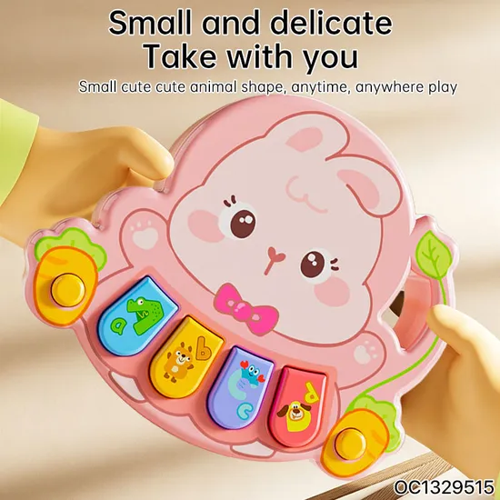 Wholesale Montessori Educational Children's Cartoon Animal Musical Rabbit Pink Digital Keyboard Electronic Piano for Baby