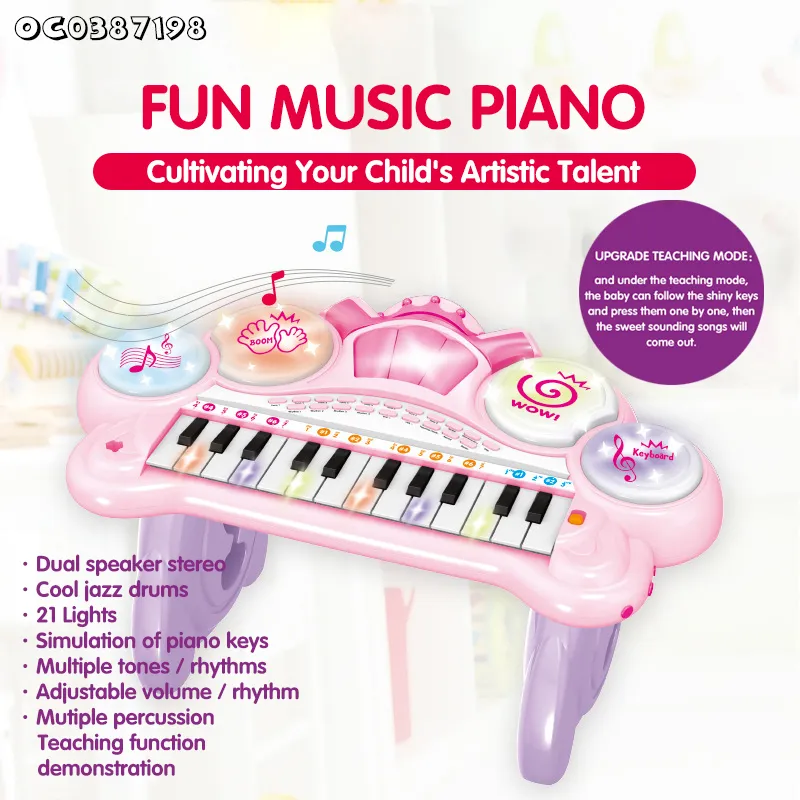 Wholesale Educational Instrumentos Musicales Electronic Plastic Musical Toys 24 Key Keyboard Piano for Kids