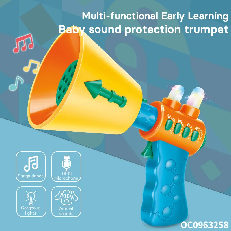 Wholesale Intellectual Toy Lights and Sound Plastic Trumpet Electronic Horn for Kids
