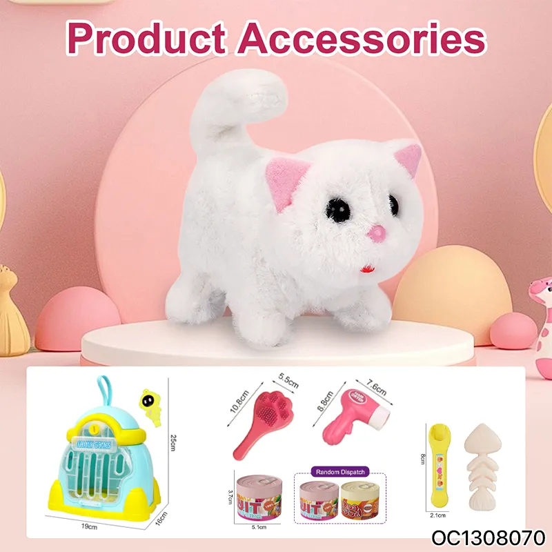 Wholesale Animal Pretend Play Long Tail Cute Big Eyed Customized Realistic Cat Soft Plush Stuffed Animal Toys