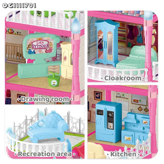 Wholesale Educational Doll House Model City Buildings Toddler Miniature Bunny Family Dollhouse Toys