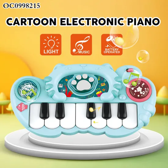 Wholesale Portable Baby Sensory Music Light-up Keyboard Hand Drum Musical Electronic Instruments Piano Toy with Flashing Light