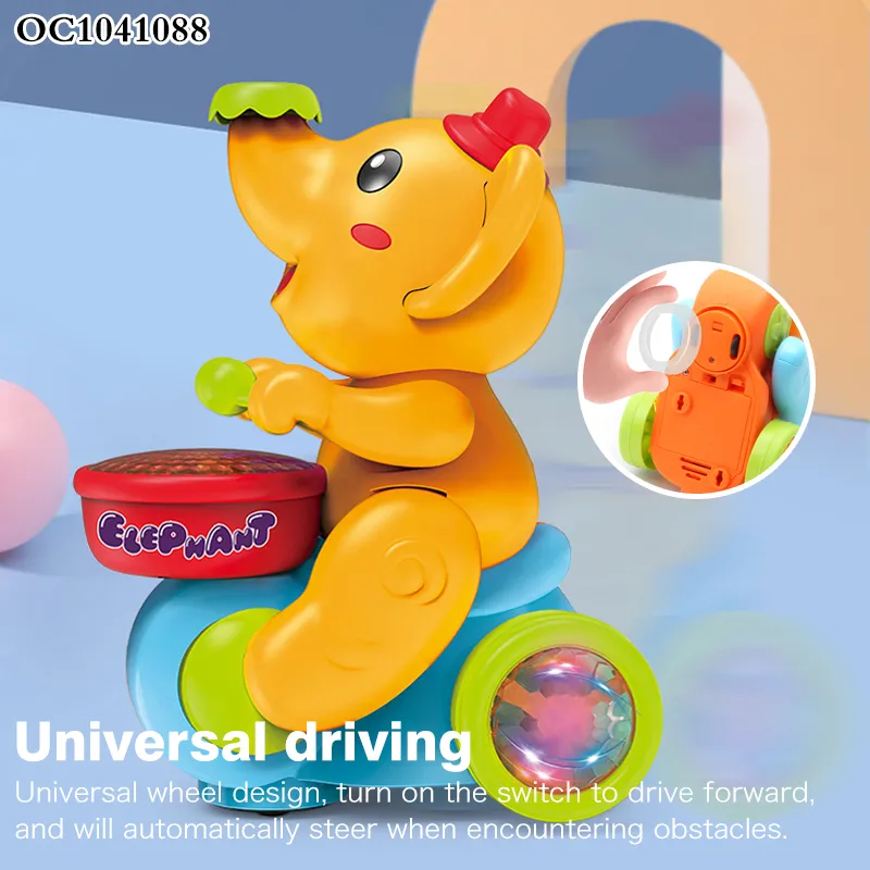 Wholesale Musical Instruments Battery Operated Elephant Sensory Drum Toys with Light Music