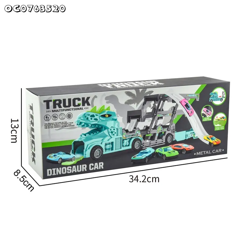 Wholesale Diecast Foldable Trucks Dinosaur Racing Rail Car Funny Track Alloy Car PVC Dinosaur Toys Set