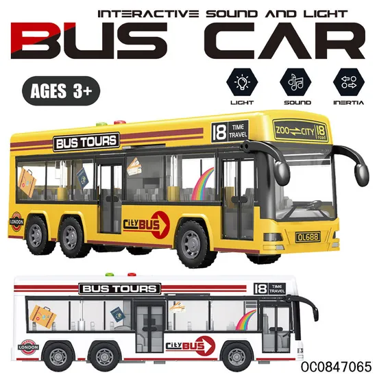 Wholesale Children Friction Miniature Bus Baby Car Toy Model with Sound Light