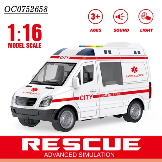 Wholesale Plastic Children Friction Ambulance Vehicle Truck Kids Car Toy with Sound Light
