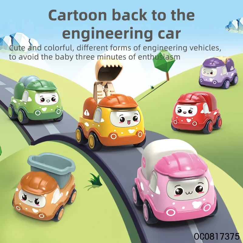 Wholesale 6 PCS Little Engineer Toy Set Play Children Kids Small Pull Back Cartoon Cars