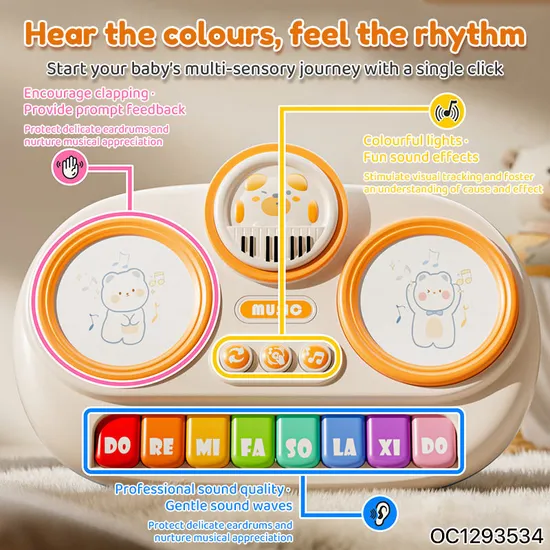 Wholesale Lighting Musical Cartoon Animal Electric Piano Keyboard Children Hand Drum Toy