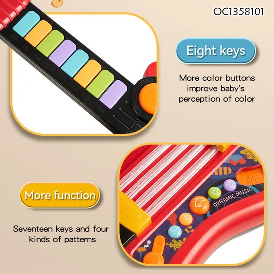 Wholesale 2 in 1 Sensor Interactive Portable Electronic Piano Keyboard Guitar Musical Instruments Toy for Kid with LED Light Music