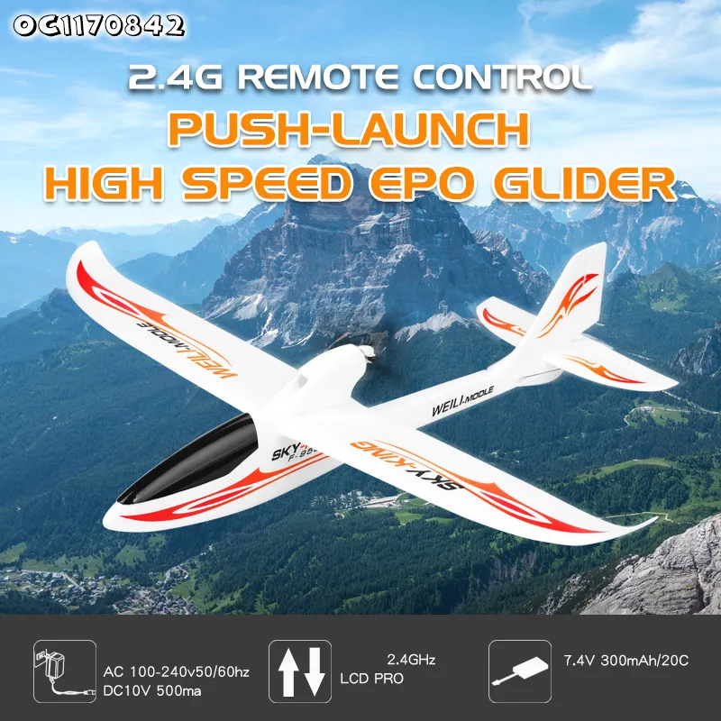 Wholesale Flying 2.4GHz Remote Control RC LED Light Airplane Children Large Foam Planes