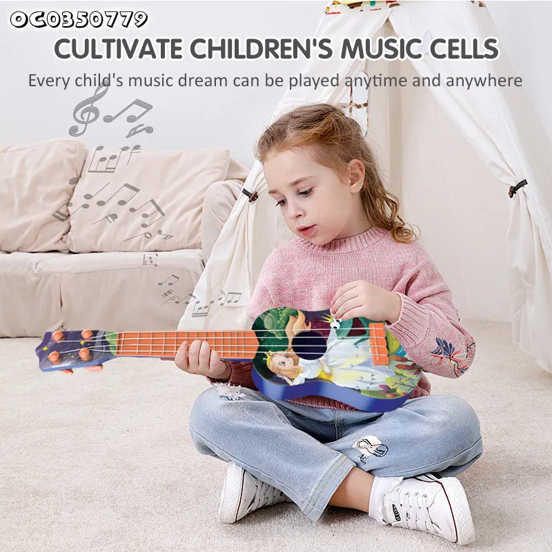 Wholesale Cartoon Electric 4 Steel String Musical Instruments Toy Guitar for Kids