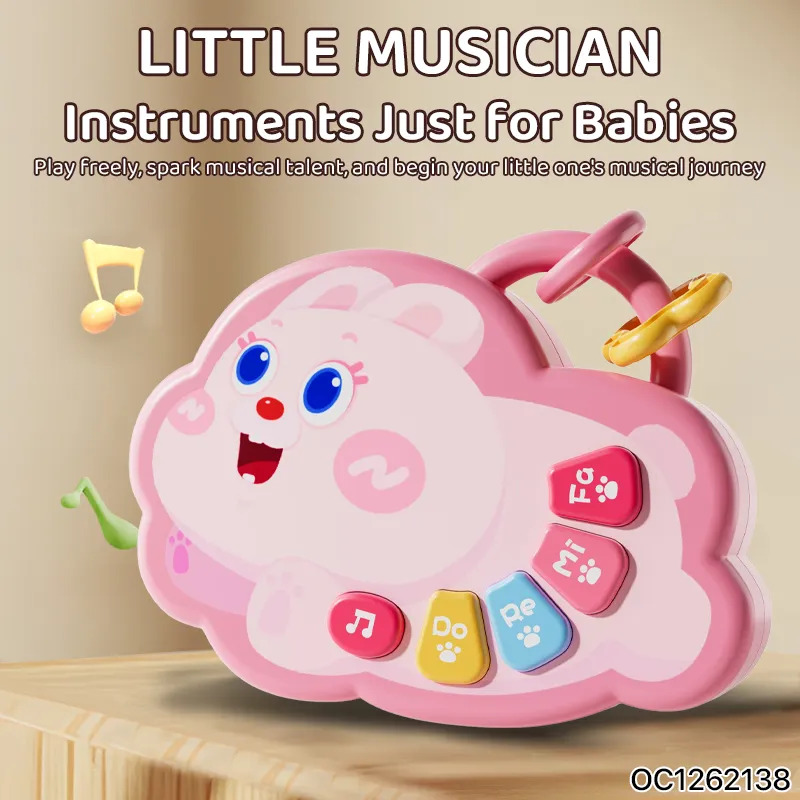 Wholesale Montessori Educational Plastic Battery Operated Sensory Pink Musical Keyboard Rabbit Piano Toy