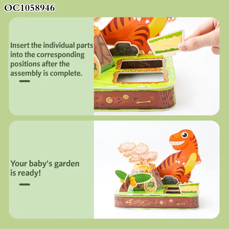 Stem New Montessori Toys Early Educational 3D Animal Custom Dinosaur World Colorful Cartoon Cardboard Jigsaw Puzzle Toy