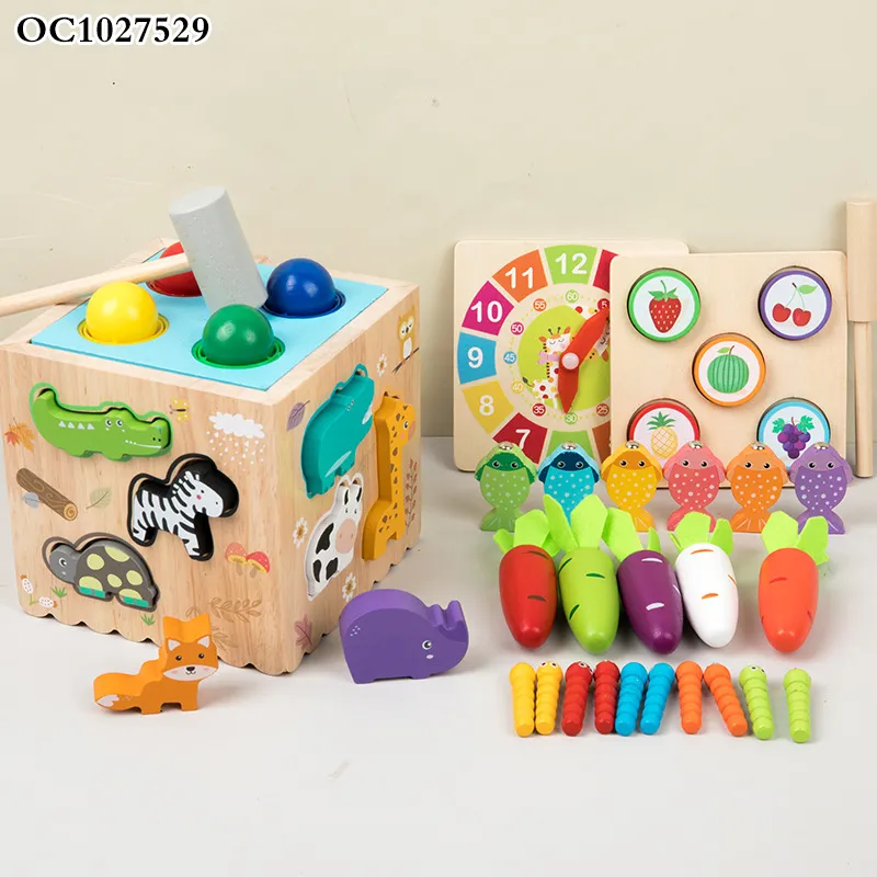 Wholesale Educational 6in1 Wooden Activity Busy Magic Montessori Baby Cartoon Animal Cognitive Learning Toy