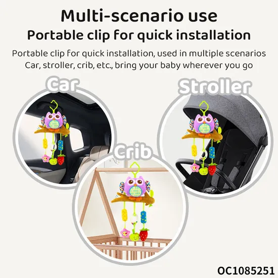 Wholesale Children Stuffed Anti-Stress Sensory Pull Animal Musical Plush Baby Sensory Owl Plush Toy