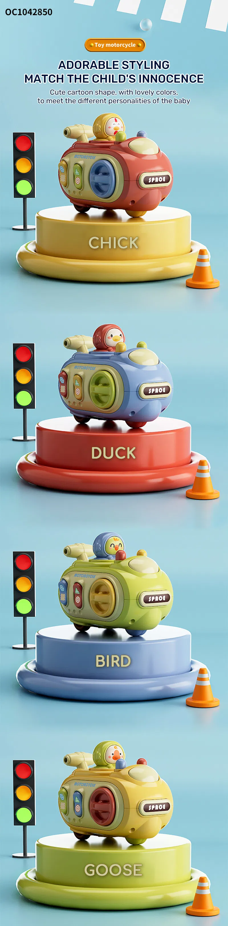 Wholesale Plastic Cute Child Mini Press and Go Cartoon Kids Mini Toy for Babies