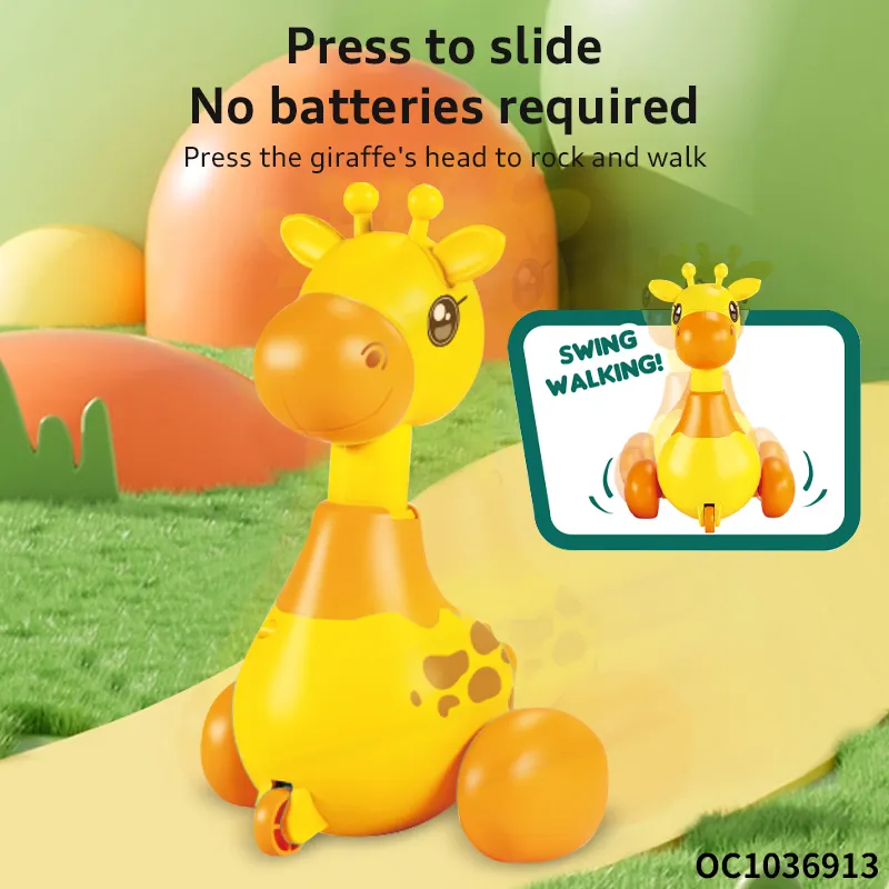 Wholesale Funny Cartoon Press and Go Animal Small Plastic Giraffe Baby Montessori Sensory Toy