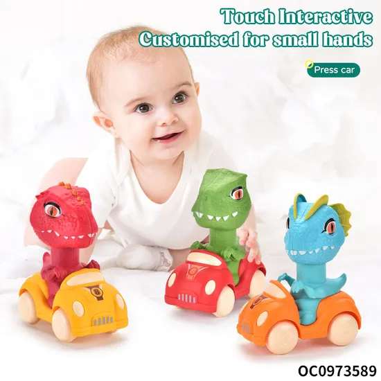 Wholesale Children's Baby Sensory Press and Go Dinosaur Car Animals Baby Hand Eye Coordination Toy