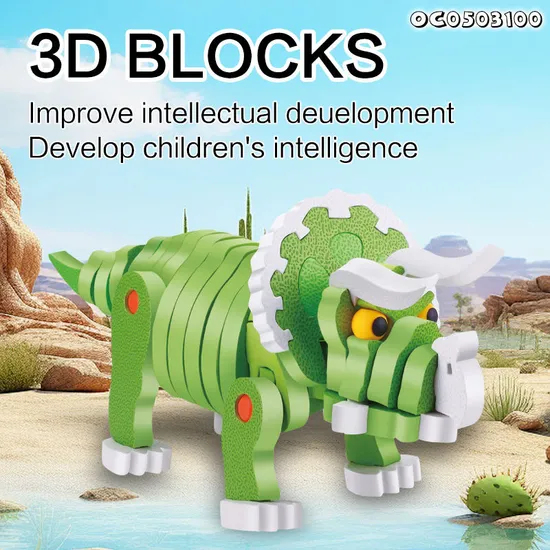 Creative Learning Game Kids Brain Development Toys Latest 3D Triceratops DIY Assemble Dinosaur Model Toy