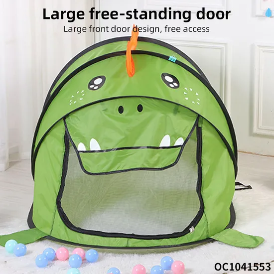 Wholesale Child Green Cartoon Dinosaur Design Kids Cute Pop up Play Foldable Children House Indoor Bedroom Toys Kids DIY Play Tent