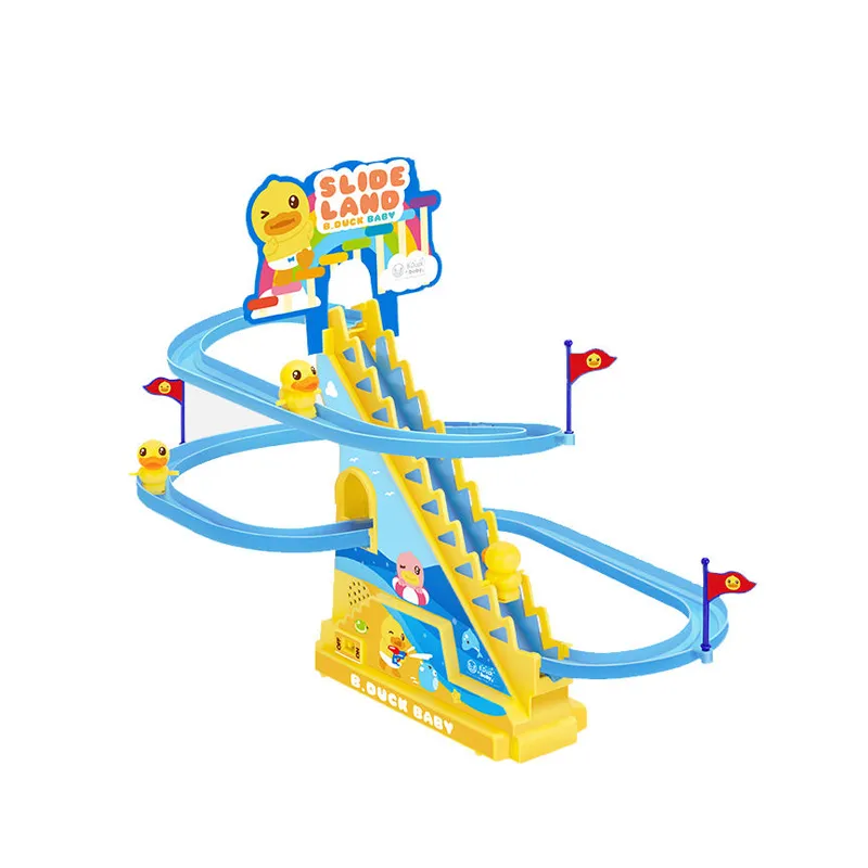 Hot Sell Little Yellow Duck Goes up The Stairs and Down The Slide Electric Duck Track Music Lights Children's Toys