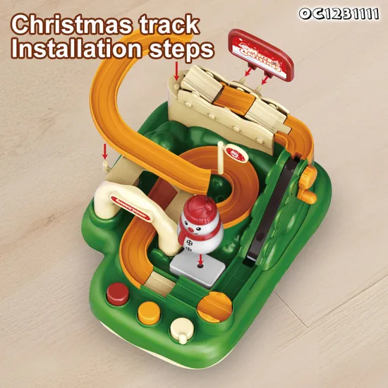 Christmas Theme Hand Powered Racing Track Slot Toy Car Race Track Game Set Toys for Kids