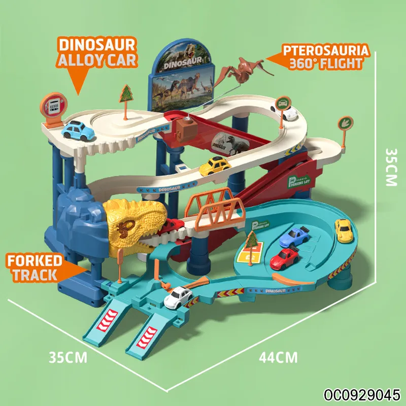 Dinosaur King Game DIY Assembling Rail Toy Car Parking Garage Toy with Mini Alloy Car