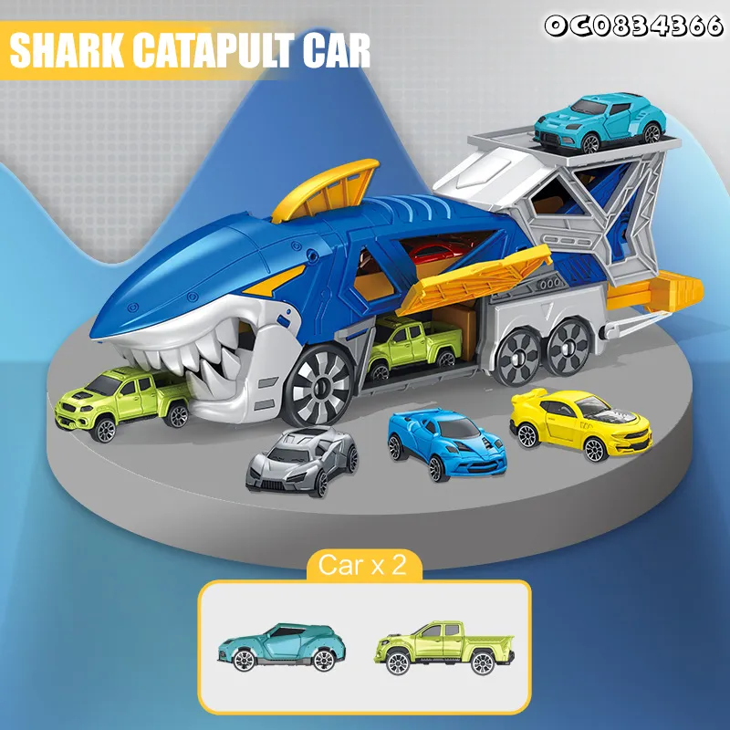 Children Indoor Toys New Design Sliding Tracks Catapult Shark Car Model Kit Toy with Mini Cars Wholesale