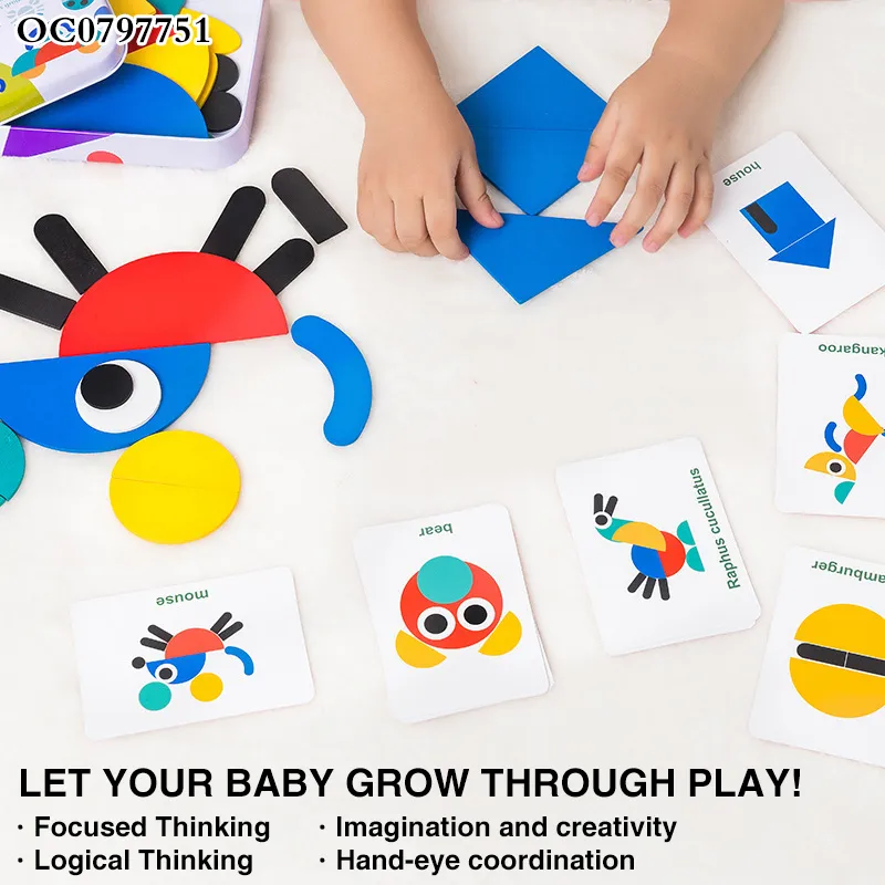 Custom Puzzle Brain Games Board Cards Wooden Animal Jigsaw Puzzle Children Games Toy for Kids