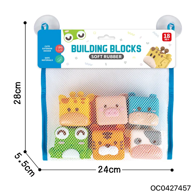Wholesale Water Kids Silicone Cognitive Education Funny Sensory Baby Rubber Animals Block Bath Toy