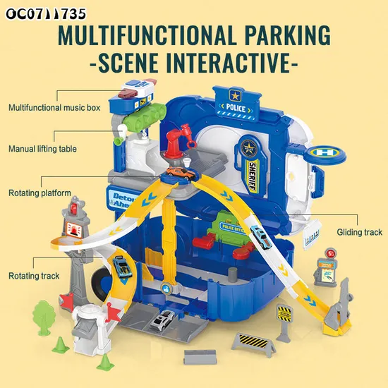 2in1 Trolley Suitcase Electronic Parking Lot Luxury Play Set Car Toys with Mini Alloy Diecast Car Model