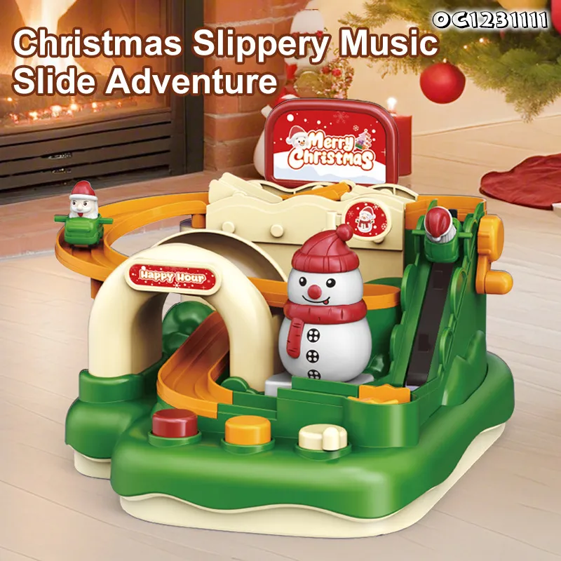 Christmas Theme Hand Powered Racing Track Slot Toy Car Race Track Game Set Toys for Kids