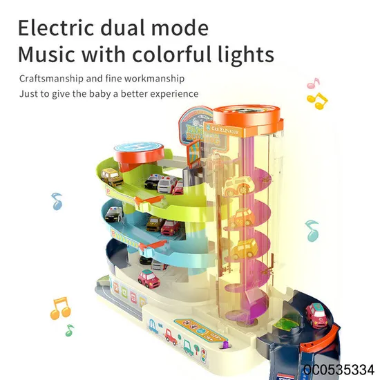 Electric Slot Adventure Car Racing Train Tracks Toys for Kids with Light Music