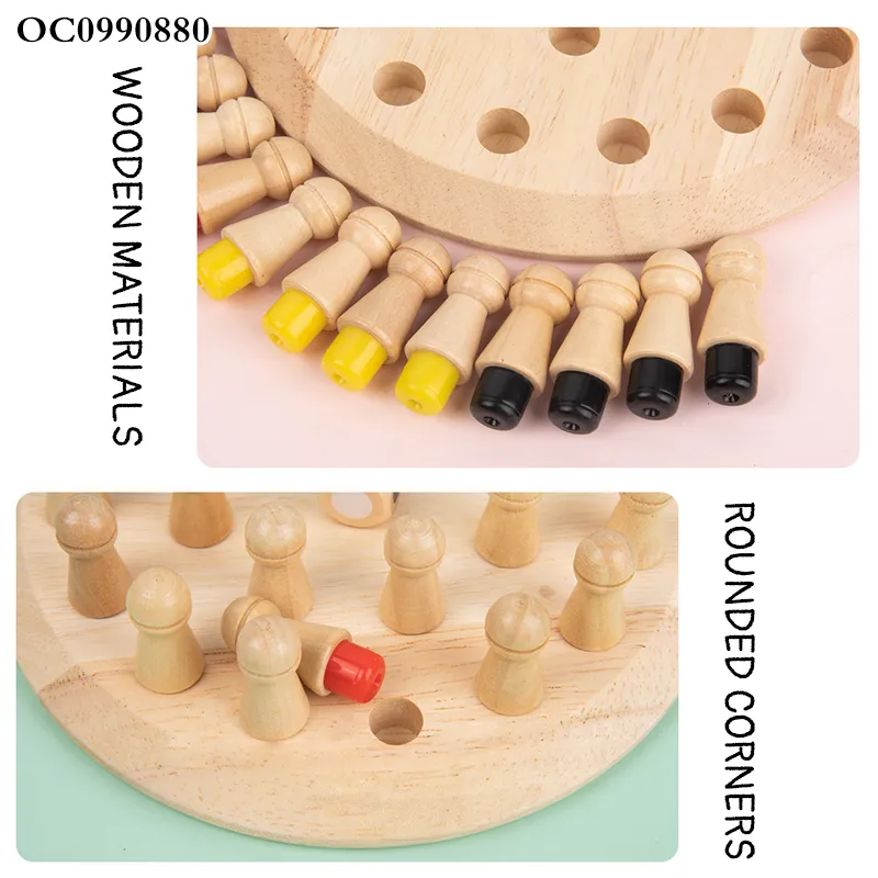 High Quality Interactive Children Educational Custom Montessori Color Wooden Chess Board Game Toy for Kids
