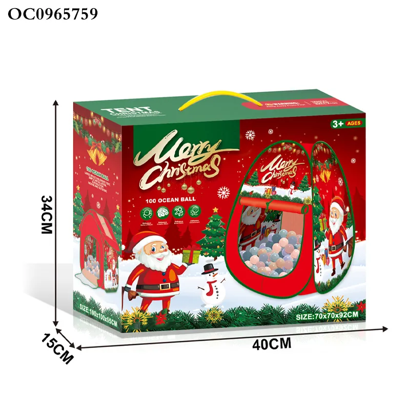 Christmas Theme Ocean Ball Pool Game Kids Baby Play Toy Tent House Indoor Kids Pop up Children Playhouse
