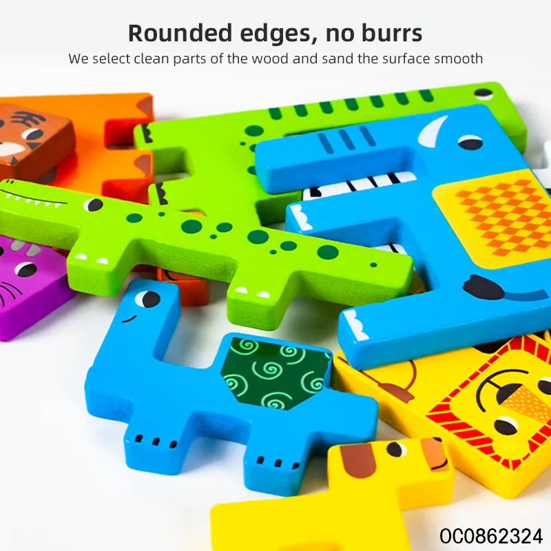 3D Wooden Animal Jigsaw Puzzle Autism Toys Montessori Early Education Toy